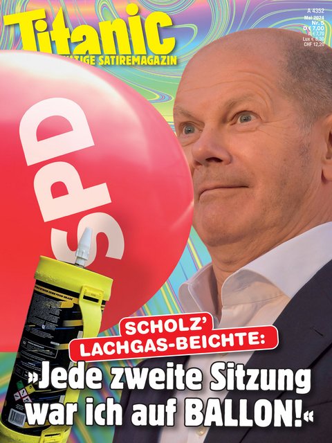 Scholz’ Lachgas-Beichte: »Jede zweite Sitzung war ich auf Ballon!« (05/2024)